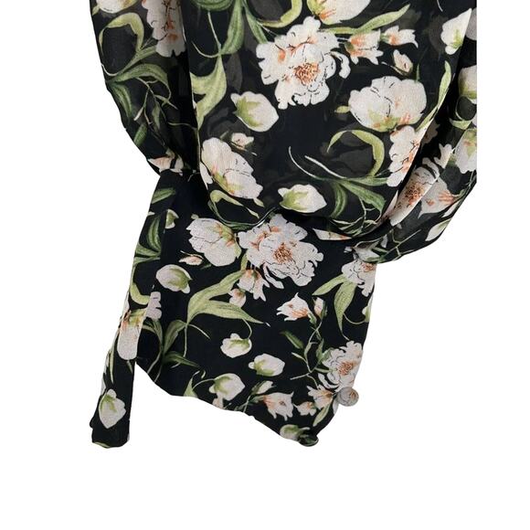 Nasty Gal Black Floral Boho Mini Dress Balloon Sleeve Size 6 - Picture 5 of 16